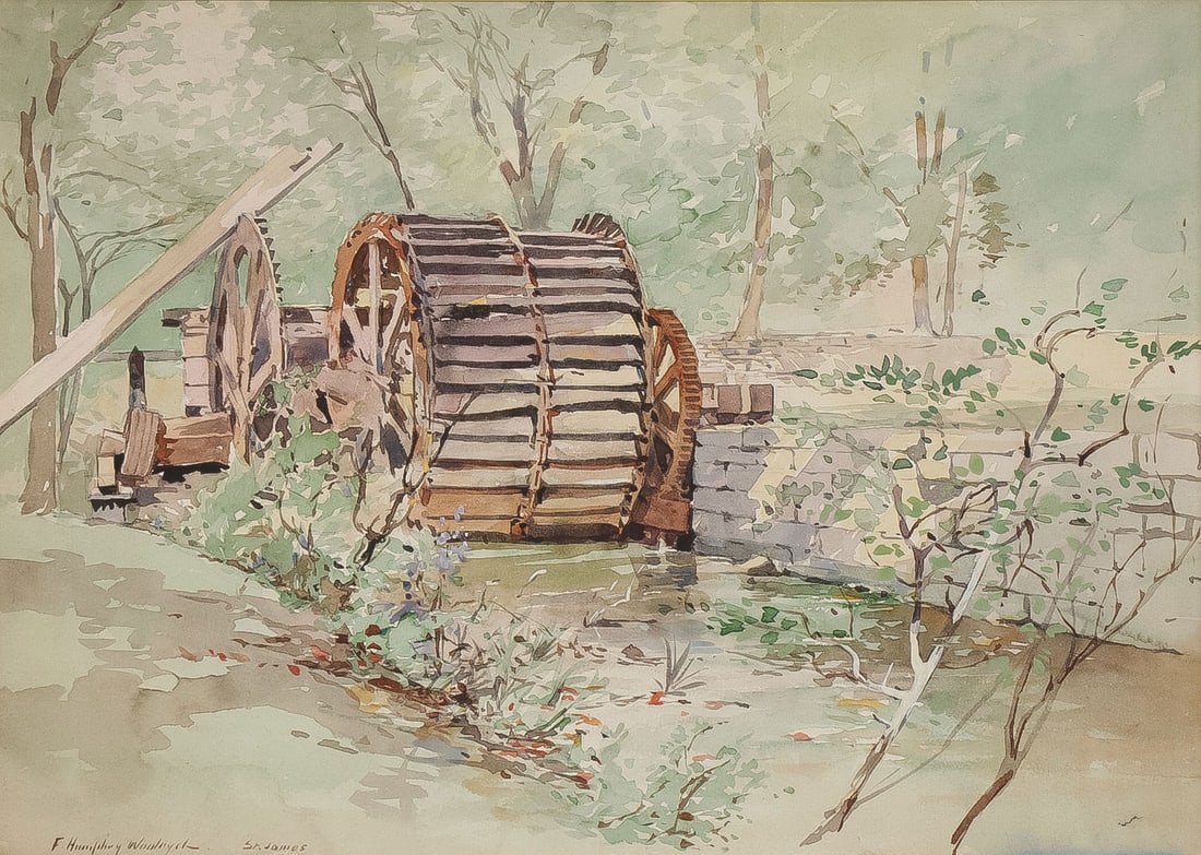 SIGNED AMERICAN WATERCOLOR, C. 1900: FRANCIS HUMPHREY WOOLRICH (American 1868-1941) St. James Watercolor Signed and titled lower left 9 inches x 13 inches, overall including frame 16.25 inches x 20 inches Provenance: