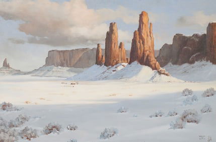 GOOD SOUTHWEST WINTER LANDSCAPE OIL PAINTING