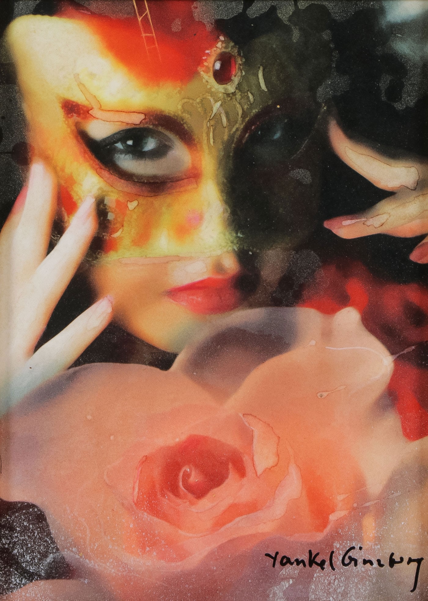 ORIGINAL YANKEL GINZBURG PAINTING: YANKEL GINZBURG (Russian b.1945) Study for Double Metamorphesis Acrylic and pastel on woodSigned lower right10 inches x 7 inches (25.4 x 17.78cm), overall including frame 22.75 inches x 19.75 inches