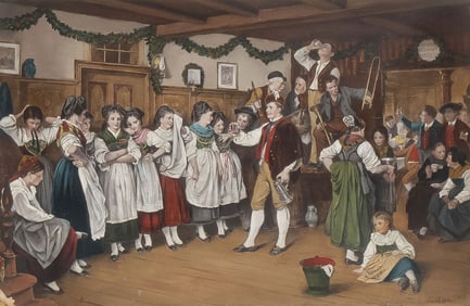 CHARMING GERMAN INTERIOR SCENE, C. 1890