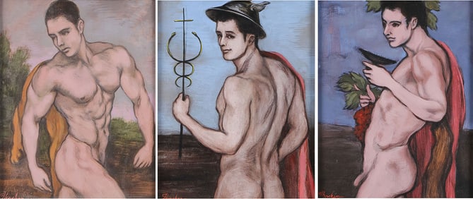 FIVE ORIGINAL MALE ANATOMY ARTWORKS