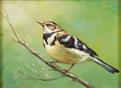 ORIGINAL SONGBIRD OIL ON CANVAS PAINTING
