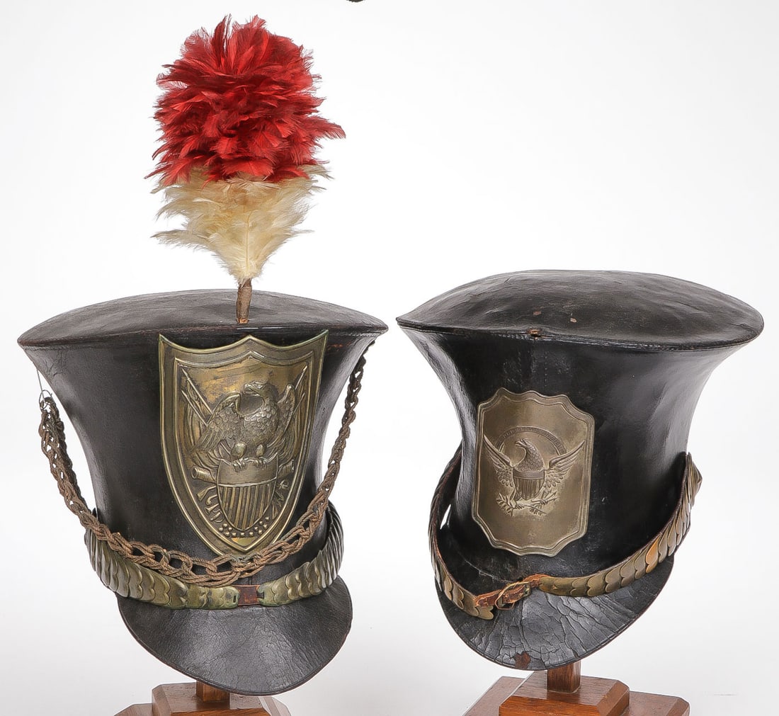 PR. US MILITIA OFFICERS CROWN BUCKET SHAKO'S