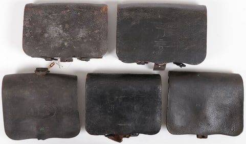 5 U.S. LEATHER CARTRIDGE BOXES C. 1860-1870