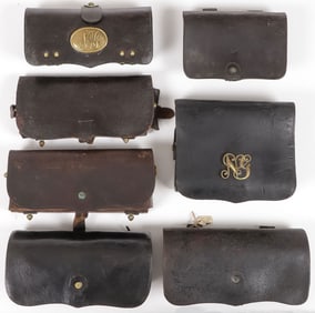 7 U.S. LEATHER CARTRIDGE BOXES C 1860-1875