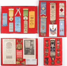 GROUP OF CIVIL WAR G.A.R. RIBBONS & MEDALS