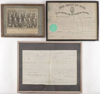IOWA & OTHER CIVIL WAR PROMOTIONS INCLUDING COLOR: IOWA & OTHER CIVIL WAR PROMOTIONS INCLUDING COLORED TROOPS. Comprising a finely preserved Promotional "Muster-In Roll for a Lieutenant to Company F. 56th U.S. Colored troops, signed and date May 15, 1