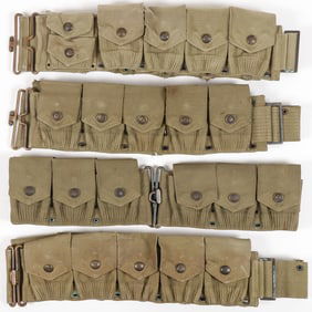 4 MILLS M1910 GREEN WEB CARTRIDGE BELTS