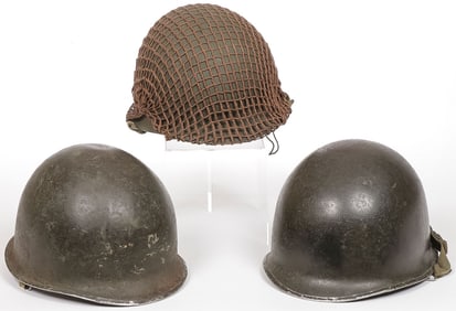 3 U.S. WWII M1 FRONT SEAM HELMETS