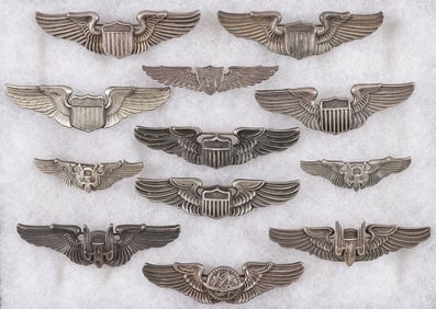 12 GOOD U.S. WWII STERLING AIR CORPS WINGS