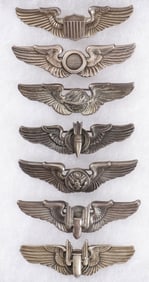 7 GOOD U.S. WWII STERLING AIR CORPS WINGS