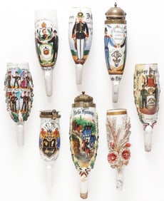 8 IMPERIAL GERMAN PORCELAIN RESERVIST PIPE BOWLS