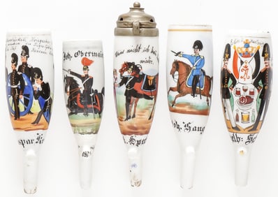 5 IMPERIAL GERMAN PORCELAIN RESERVIST PIPE BOWLS