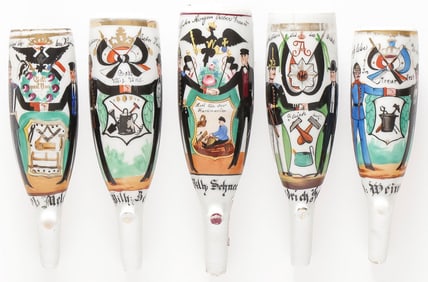 5 IMPERIAL GERMAN PORCELAIN RESERVIST PIPE BOWLS