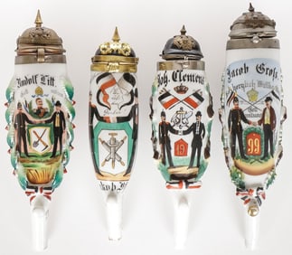 4 IMPERIAL GERMAN PORCELAIN RESERVIST PIPE BOWLS