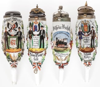 4 IMPERIAL GERMAN PORCELAIN RESERVIST PIPE BOWLS