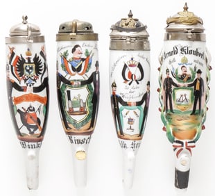 4 IMPERIAL GERMAN PORCELAIN RESERVIST PIPE BOWLS