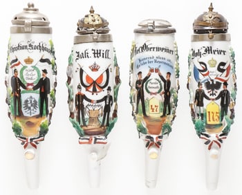 4 IMPERIAL GERMAN PORCELAIN RESERVIST PIPE BOWLS