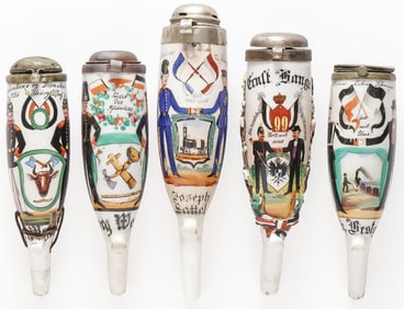 5 IMPERIAL GERMAN PORCELAIN RESERVIST PIPE BOWLS