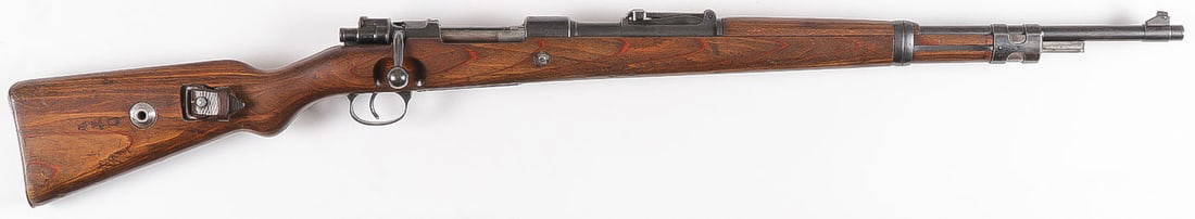 GERMAN K-98 MAUSER RIFLE DATED 1939: GERMAN K-98 MAUSER RIFLE DATED 1939. Standard issue, 8 mm, wood stock, 23.5 inch barrel, waffenamt throughout, 280 for Erfurter Maschinenfabrik (ERMA) in Erfurt, top of receiver dated 1939, mostly mat