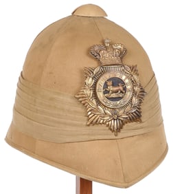A GOOD BOER WAR IDENTIFIED PITH HELMET C. 1885