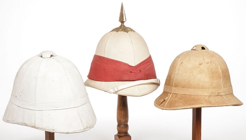 3 BOER WAR COLONIAL PITH HELMETS
