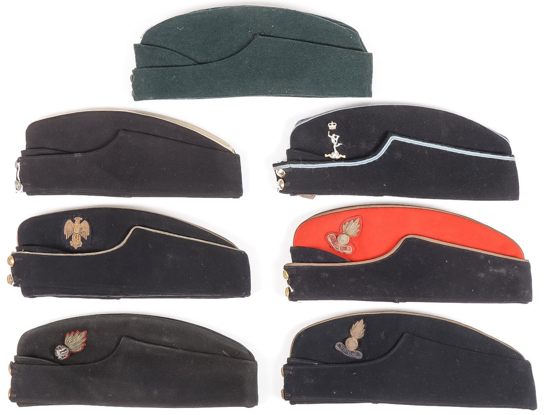 GOOD GROUP OF 7 BRITISH SIDE CAPS C. 1900-: GOOD GROUP OF 7 BRITISH SIDE CAPS C. 1900-. Comprising 7 side caps, including a GRV Royal Engineers with bullion badge, Hawkes & Co, a Royal Welch Fusiliers with finely crafted bullion and silver badg