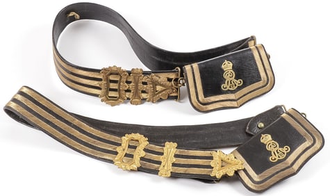 KING EDWARD VII OFFICER POUCHES & CROSS BELTS