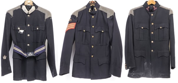3 BRITISH DRESS BLUE UNIFORM JACKETS