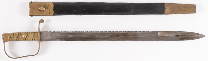A GOOD BRITISH 1856 SAWBACK PIONEER SWORD