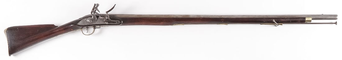 BRITISH REGIMENTAL MARKED BROWN BESS MUSKET: BRITISH REGIMENTAL MARKED BROWN BESS MUSKET ? 44TH REGT. Comprising a good 3rd model Brown Bess, 39-inch smoothbore barrel, top of barrel marked 44 REGT, and opposite of breech with proof marks, the l