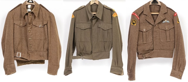 3 BRITISH WWII BATTLE DRESS JACKETS