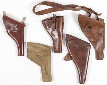 5 BRITISH WEBLEY HOLSTERS 1908-1940