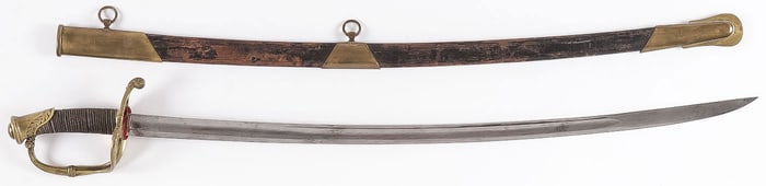 A FRENCH M1821 INFANTRY OFFICER'S SWORD & LEATHER