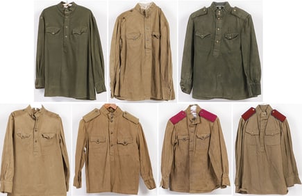 SEVEN RUSSIAN WWII FIELD TUNICS