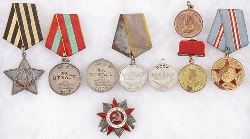 9 RUSSIAN SOVIET ORDERS & MEDALS