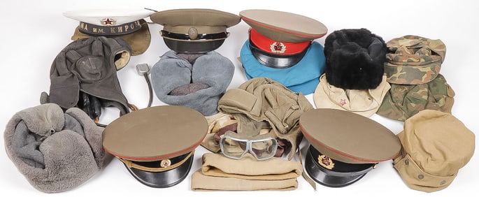 22 RUSSIAN MILITARY HATS