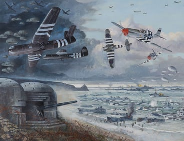 GREAT D-DAY ORIGINAL OIL PAINTING