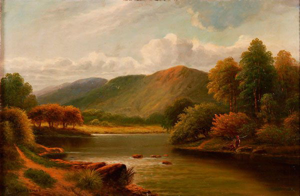 19TH CENTURY BRITISH OIL PAINTING LANDSCAPE: BRITISH SCHOOL (19th century)Scottish Highlands Landscape with Loch Oil on canvasBears the signature "B.W. Leader" lower left20 inches x 30 inches (55.8 x 76.2 cm)