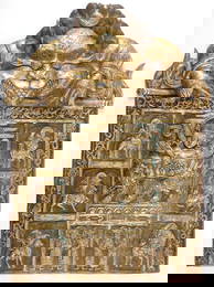 IMPORTANT TIBETAN GILDED COPPER PLAQUE