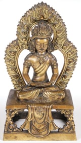 A GOOD GILT BRONZE FIGURE OF AMITAYUS, QIANLONG