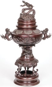 LARGE BRONZE JAPANESE CENSER, MEIJI