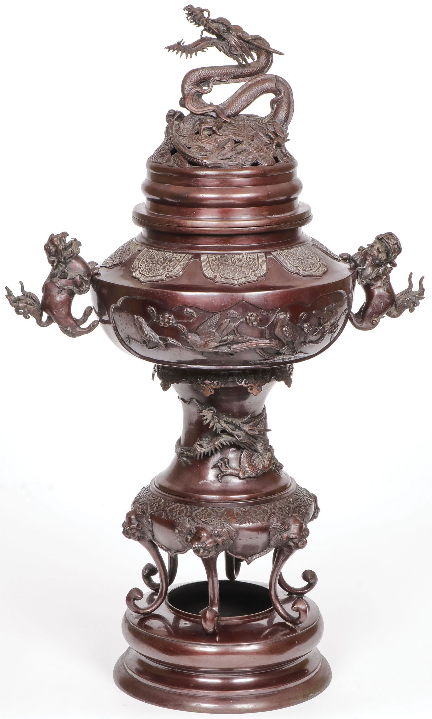 LARGE BRONZE JAPANESE CENSER, MEIJI (1 of 3)