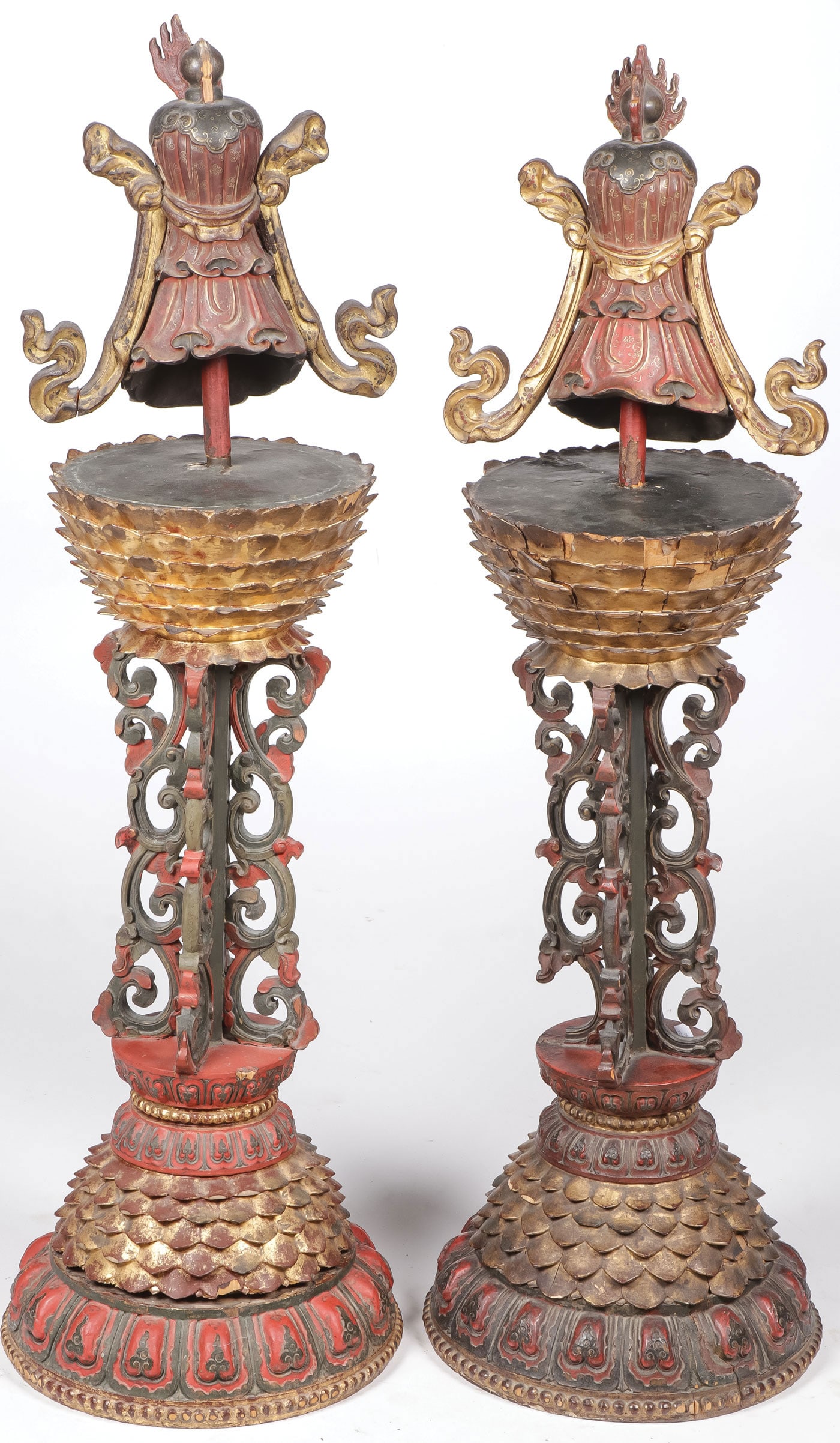 PAIR OF FINE CARVED BUDDHIST TEMPLE FIXTURES (1 of 15)