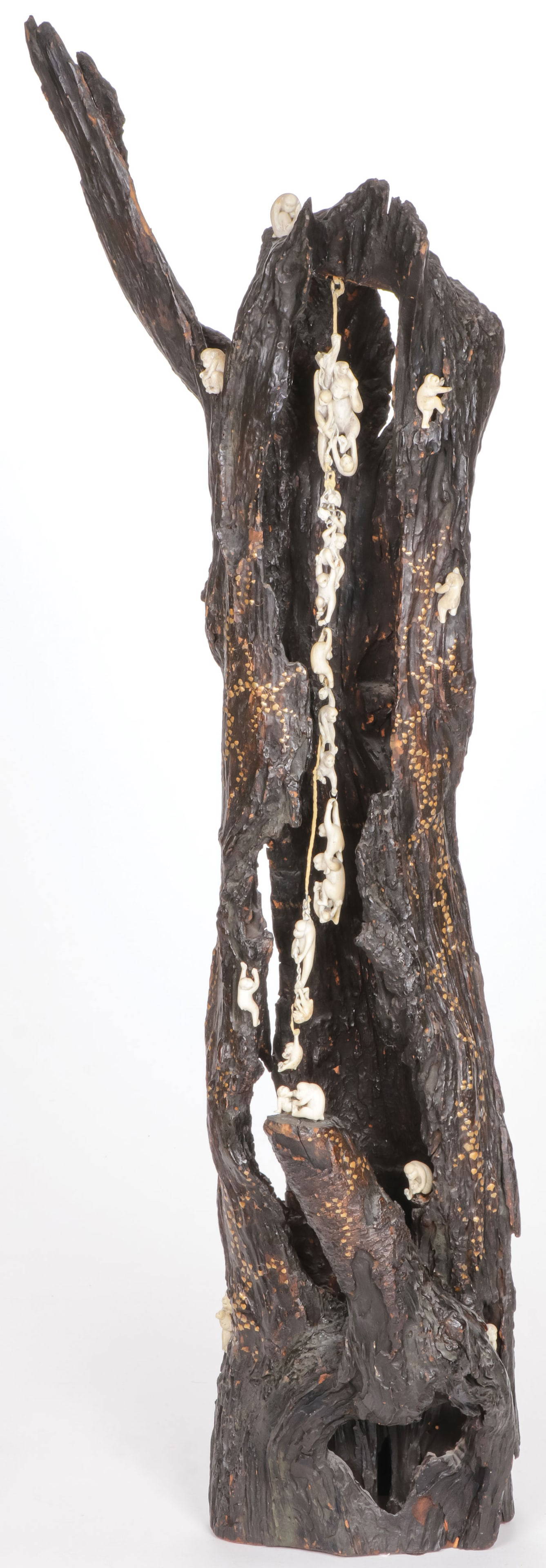 JAPANESE ROOT-WOOD \"CLIMBING MONKEYS\" SCULPTURE