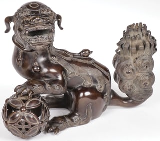 JAPANESE BRONZE SHISHI KORO, MEIJI