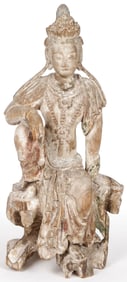 EARLY CHINESE CARVED GUANYIN