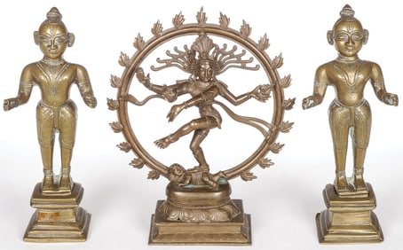 THREE CAST BRONZE HINDU DEITIES