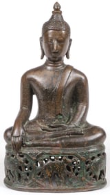 CAST BRONZE SEATED BUDDHA, 18TH C