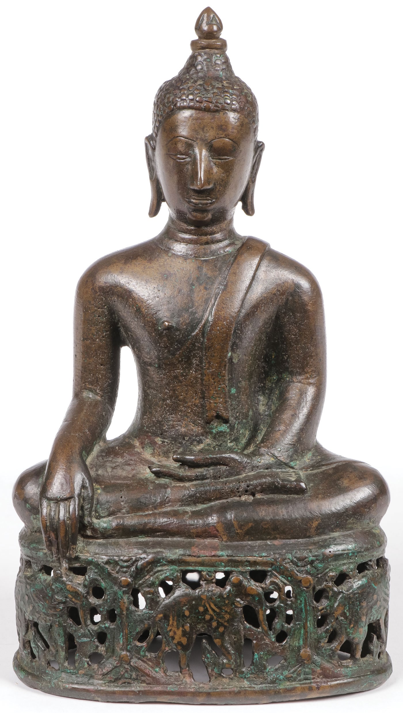 CAST BRONZE SEATED BUDDHA, 18TH C (1 of 7)